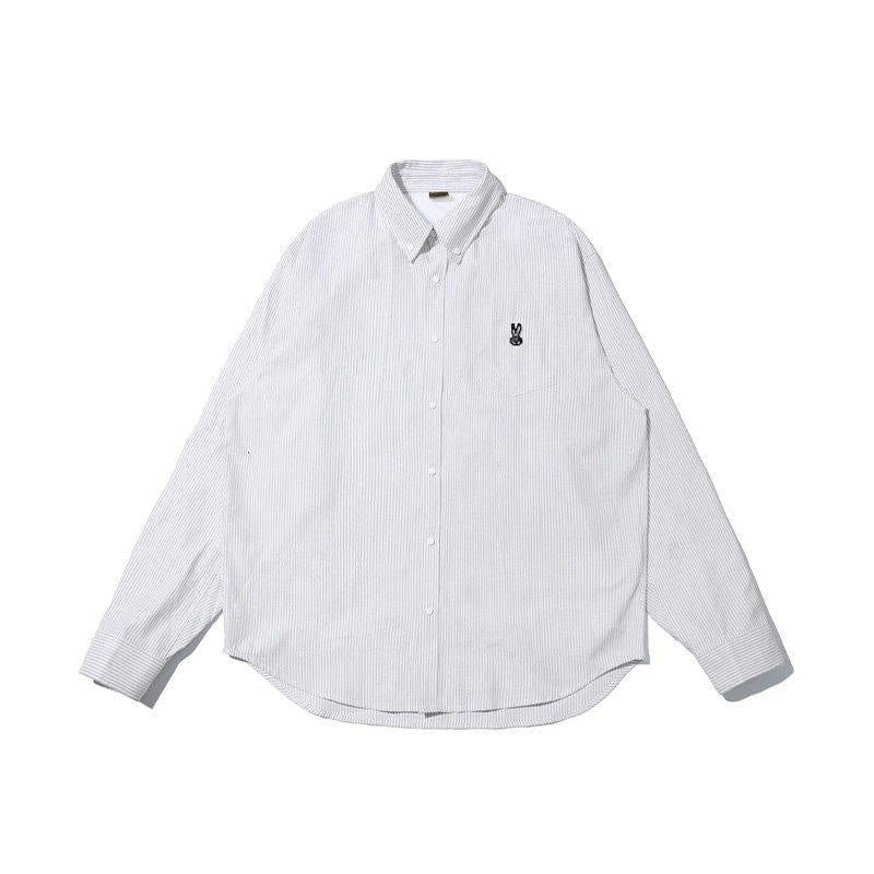 RickyisClown_Swirl_Rabbit_Print_Button_Front_Long_Sleeve_Men's_Striped_Shirts_MISSTT
