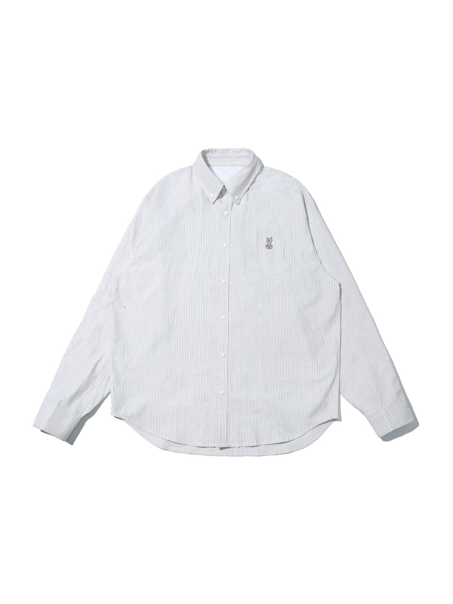 RickyisClown Swirl Rabbit Print Button Front Long Sleeve Men's Striped Shirts