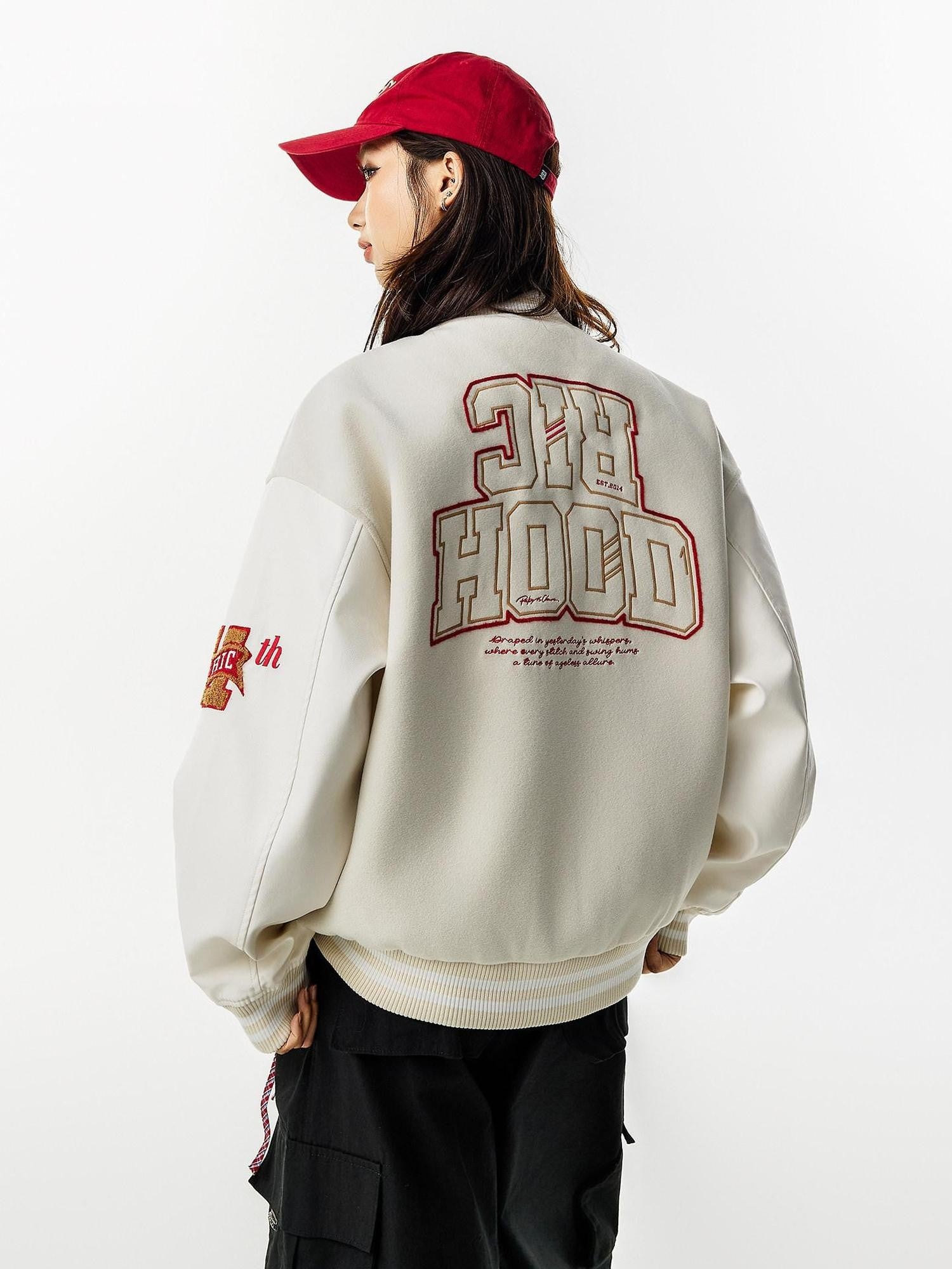RickyisClown Terry Embroidery Colorblock Pu Leather Patchwork Men's Baseball Jerseys