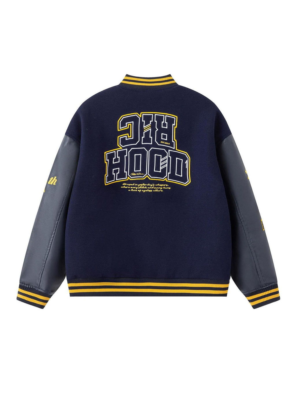 RickyisClown Terry Embroidery Colorblock Pu Leather Patchwork Men's Baseball Jerseys