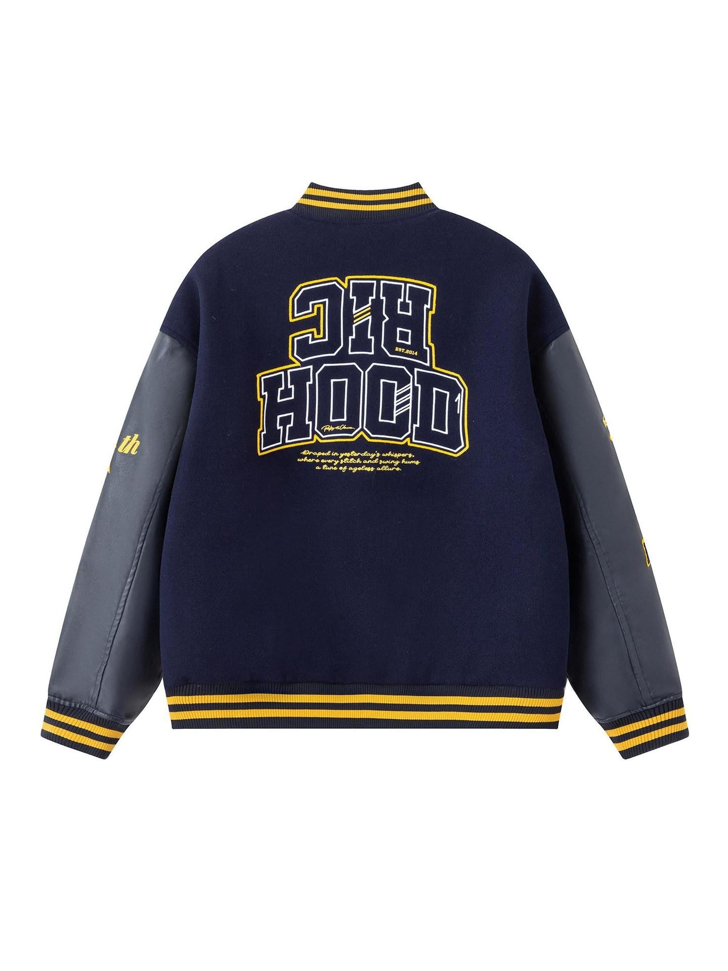 RickyisClown Terry Embroidery Colorblock Pu Leather Patchwork Men's Baseball Jerseys