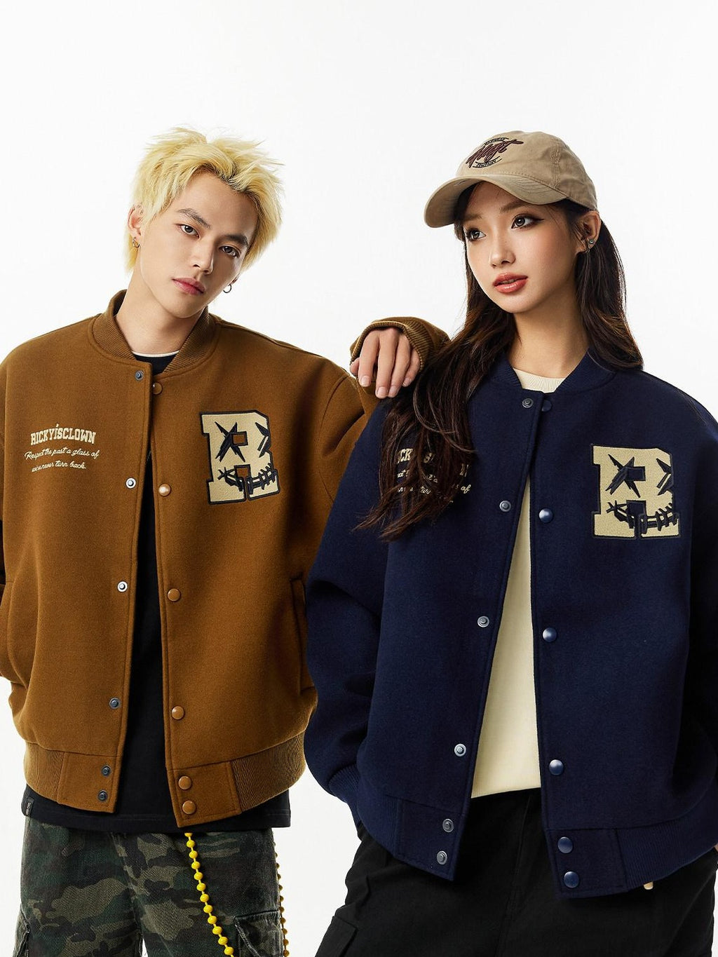 RickyisClown Torn Smile Embroidered Loose Fit Men's Woollike Polyester Baseball Jerseys