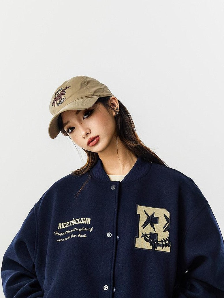 RickyisClown Torn Smile Embroidered Loose Fit Men's Woollike Polyester Baseball Jerseys
