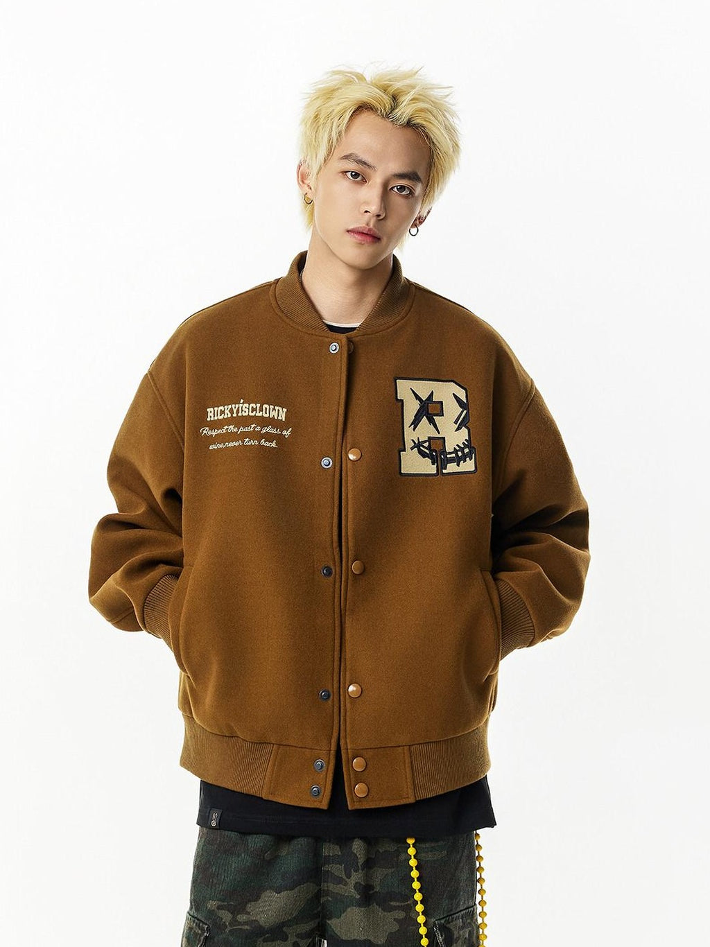 RickyisClown Torn Smile Embroidered Loose Fit Men's Woollike Polyester Baseball Jerseys
