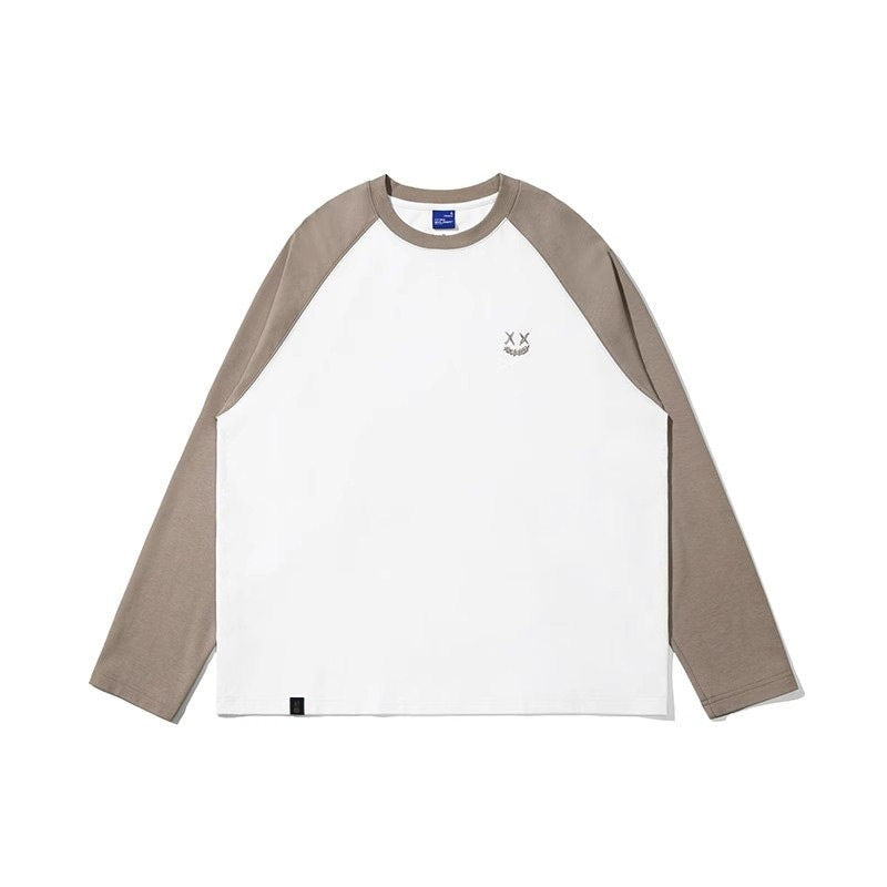 RickyisClown_Torn_Smiley_Face_Colorblock_Raglan_Men's_Long_Sleeve_T-shirts_MISSTT