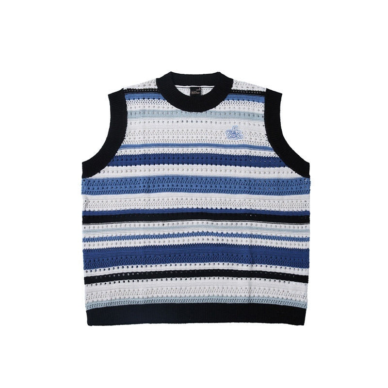 RickyisClown_Trendy_Round_Neck_Loose_Fit_Knit_Pullover_Men's_Cotton_Blend_Sweater_Vests_MISSTT
