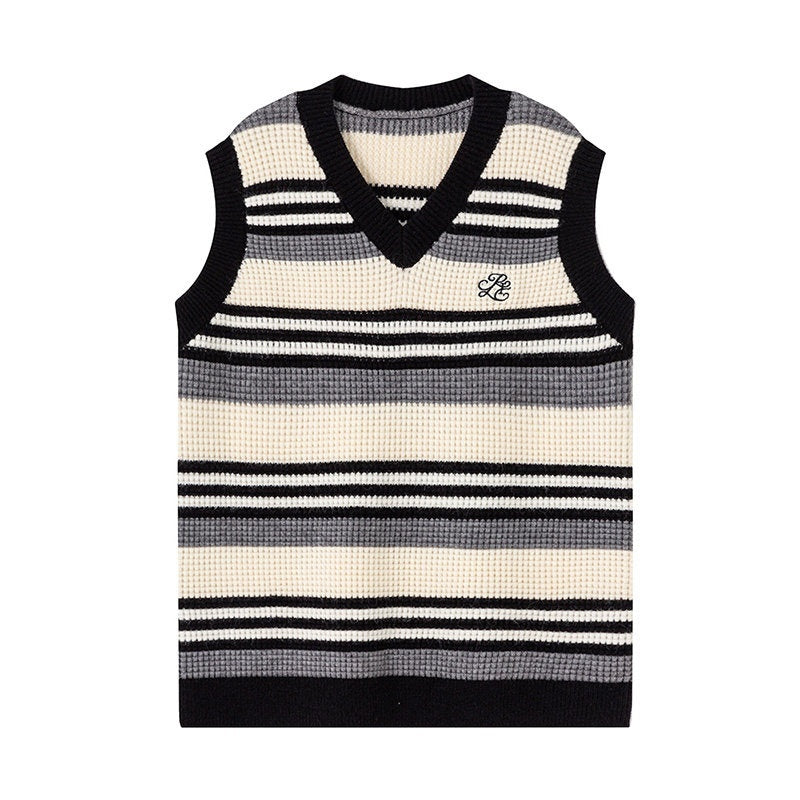 RickyisClown_Trendy_Round_Neck_Loose_Fit_Knit_Pullover_Men's_Cotton_Blend_Sweater_Vests_MISSTT