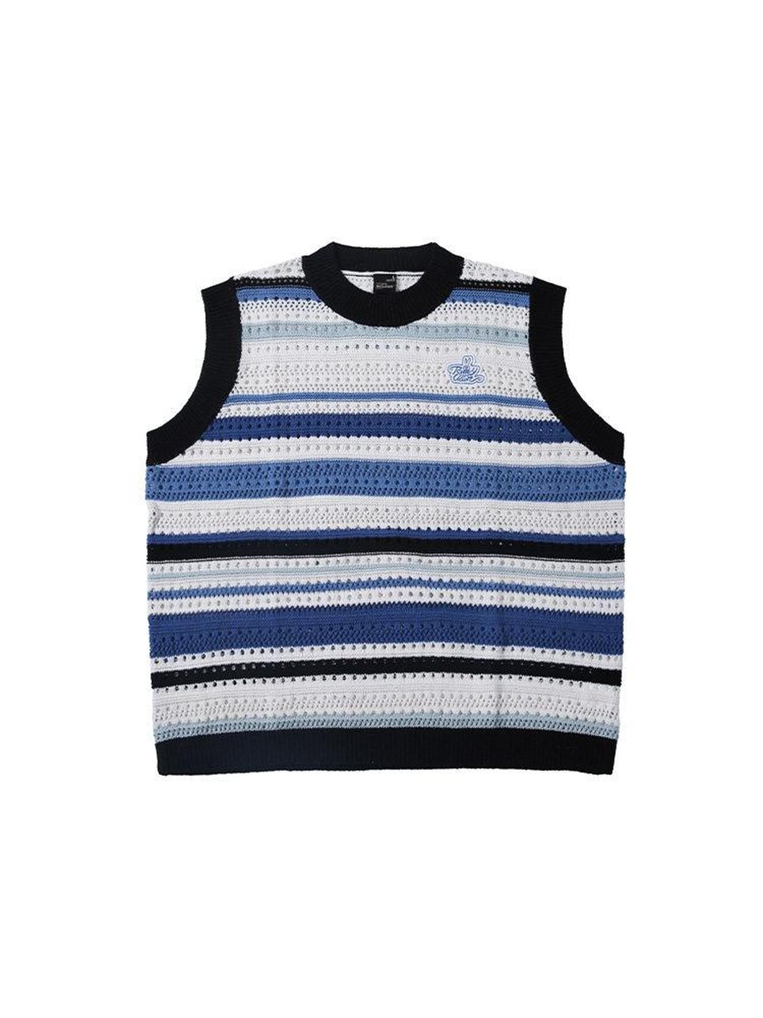 RickyisClown Trendy Round Neck Loose Fit Knit Pullover Men's Cotton Blend Sweater Vests