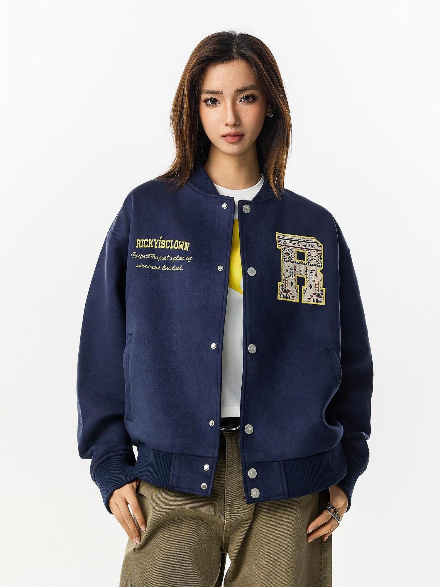 RickyisClown Tribal Applique Embroidery Ribbed Hem Men's Microsuede Baseball Jerseys