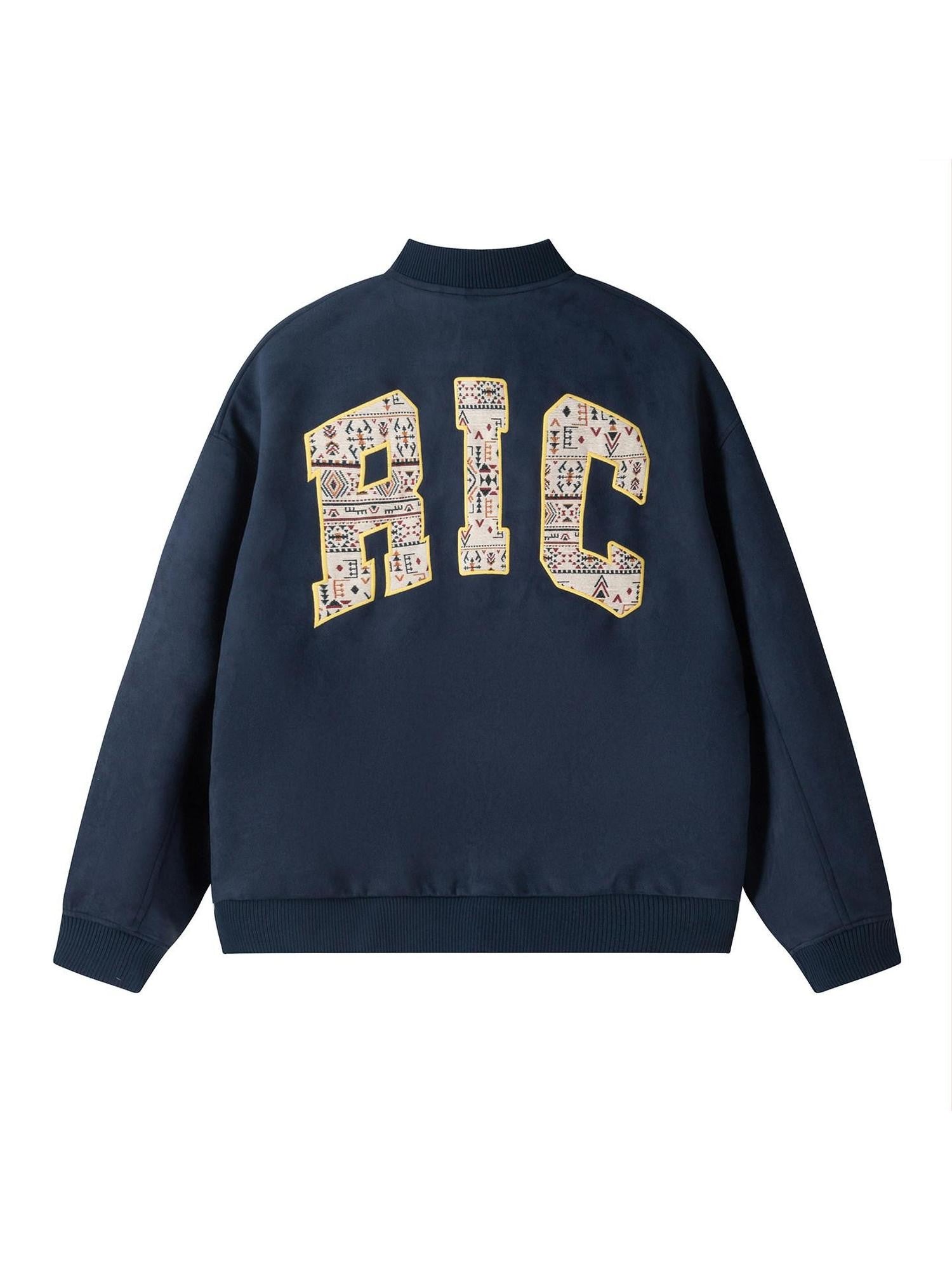 RickyisClown Tribal Applique Embroidery Ribbed Hem Men's Microsuede Baseball Jerseys