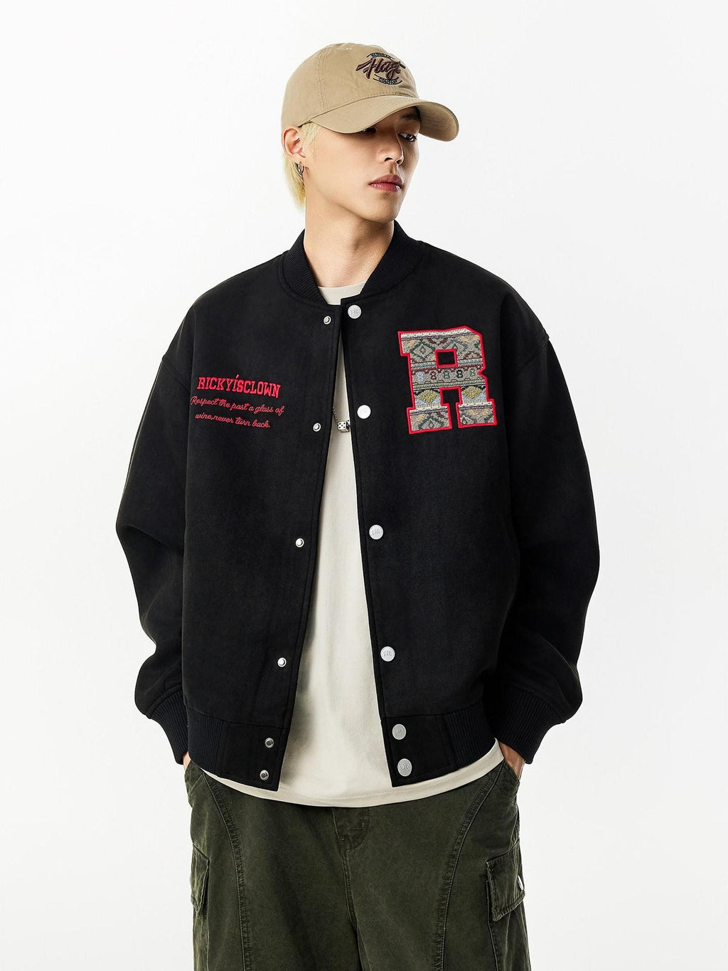 RickyisClown Tribal Applique Embroidery Ribbed Hem Men's Microsuede Baseball Jerseys