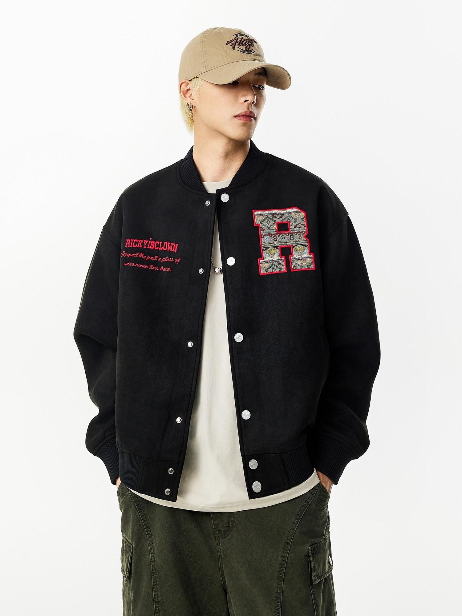 RickyisClown Tribal Applique Embroidery Ribbed Hem Men's Microsuede Baseball Jerseys