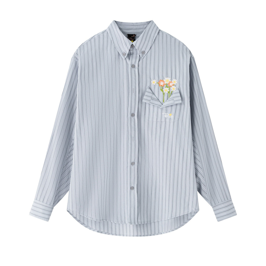 RickyisClown_Vase_Motif_Pocket_Print_Button_Front_Long_Sleeve_Men's_Striped_Shirts_MISSTT