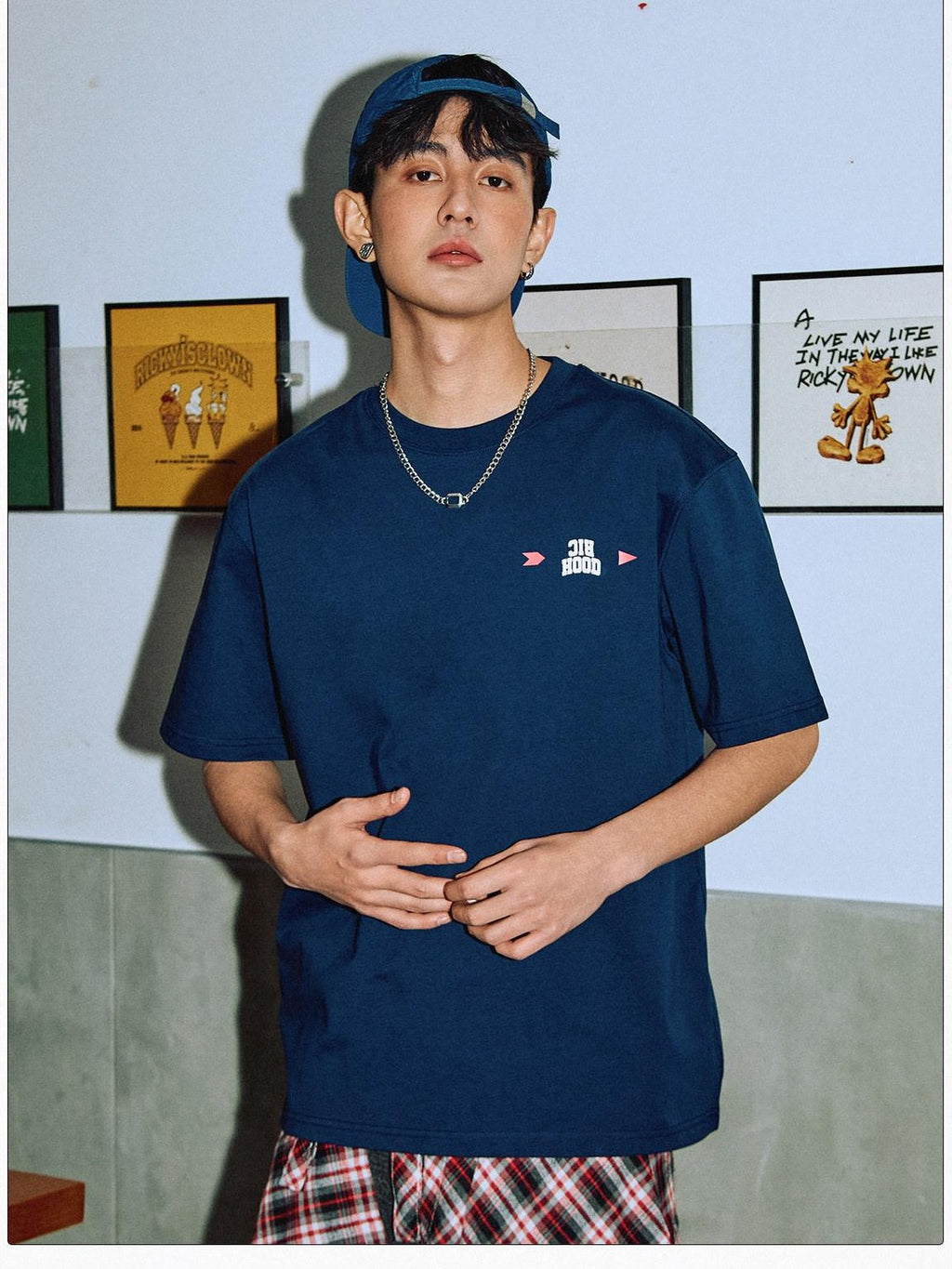 RickyisClown Velvet Puff Cartoon Drop Shoulder Men's Cotton Blend Short Sleeve T-shirts