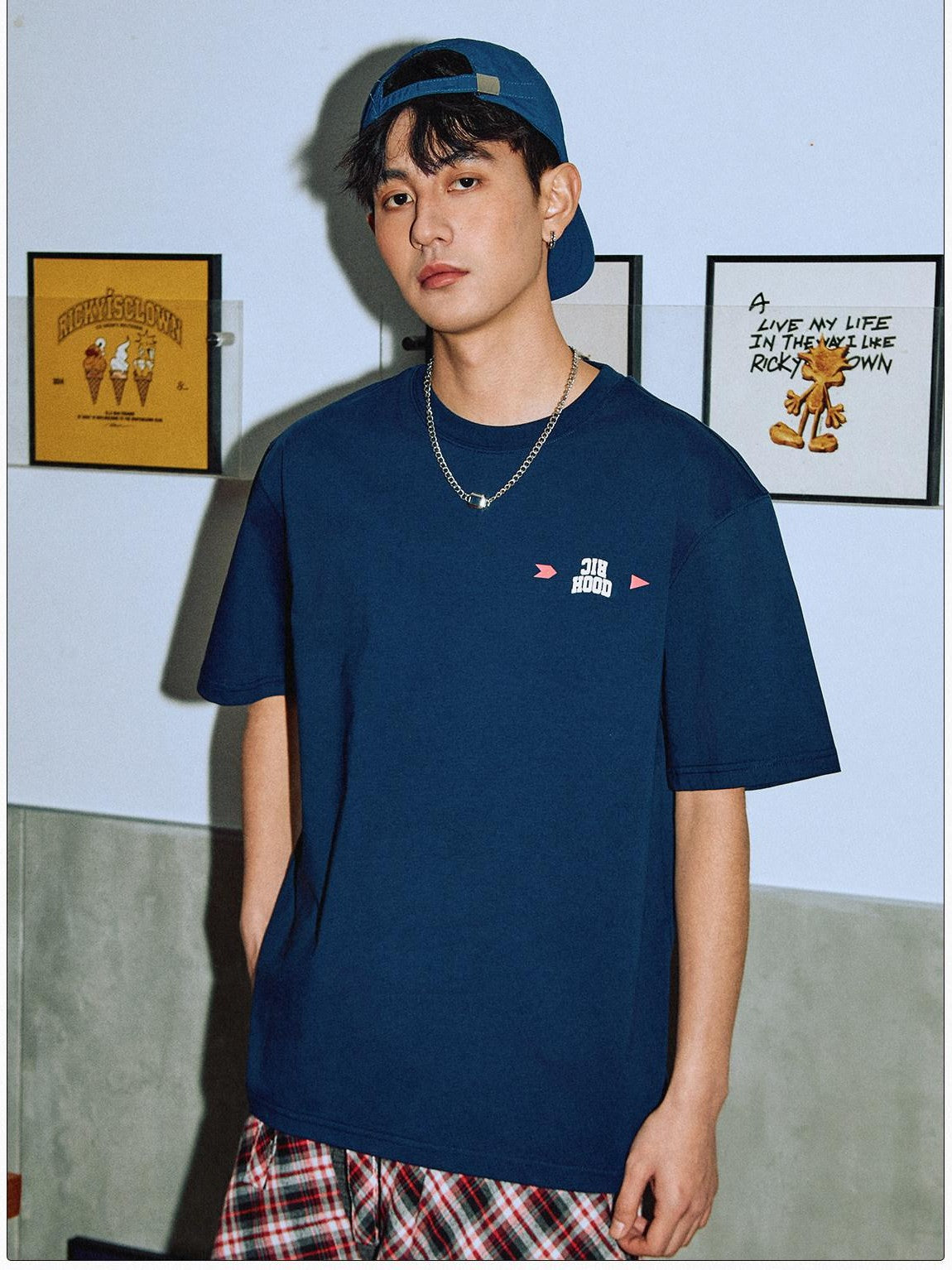 RickyisClown Velvet Puff Cartoon Drop Shoulder Men's Cotton Blend Short Sleeve T-shirts