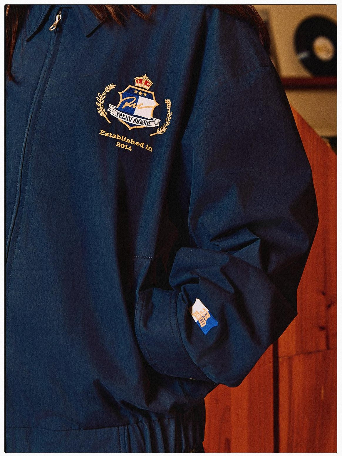 RickyisClown Vintage Badge Embroidered Turn Collar Uv Protection Men's Cotton Coach Jackets