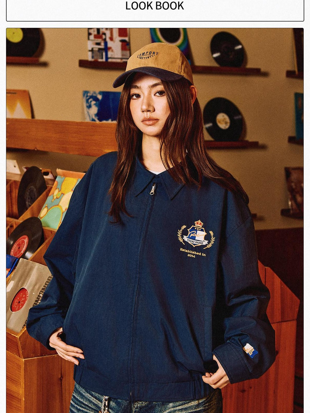 RickyisClown Vintage Badge Embroidered Turn Collar Uv Protection Men's Cotton Coach Jackets