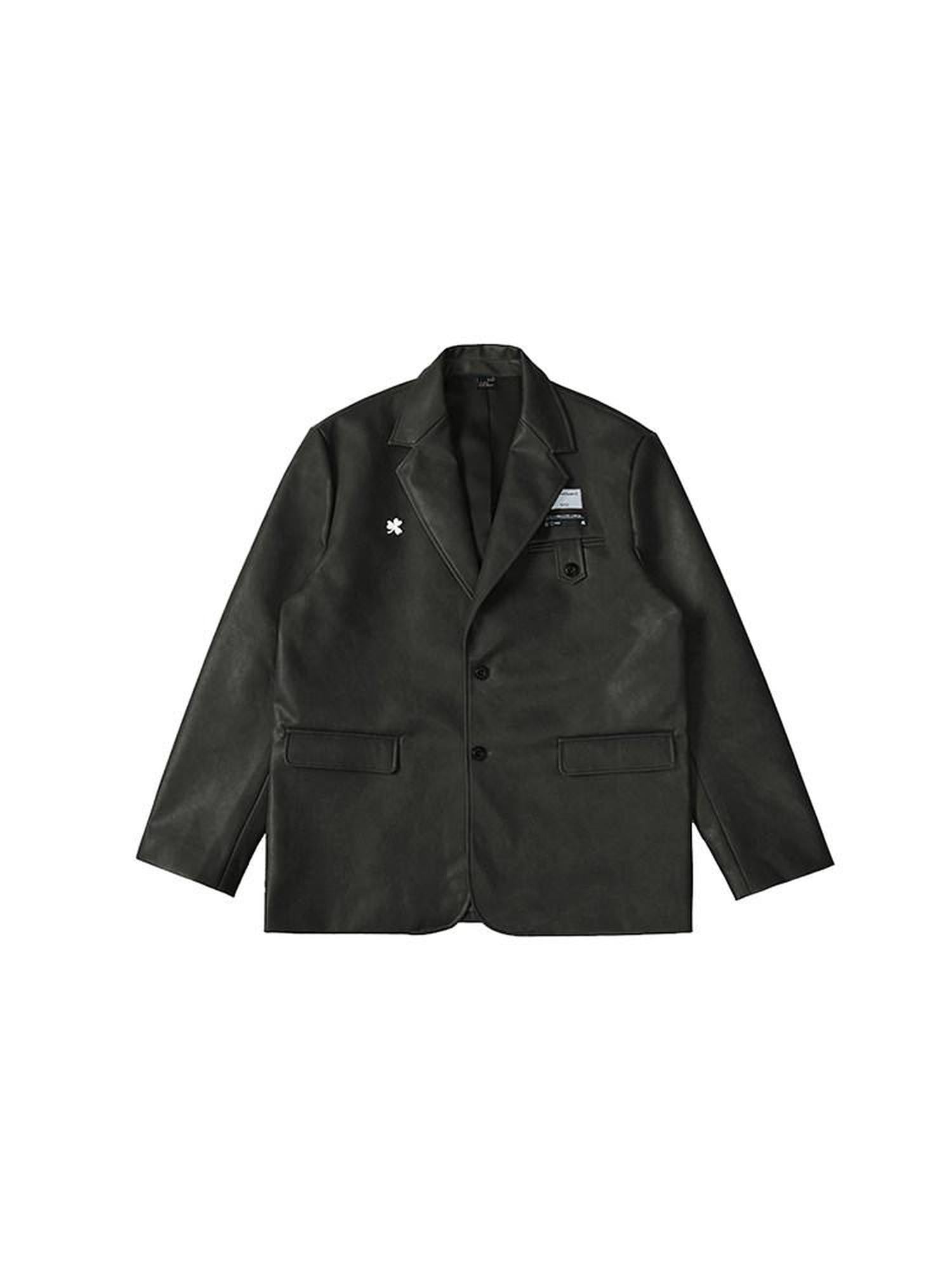 RickyisClown Vintage Casual Blazer Tailored Matching Couple Men's Leather Jackets
