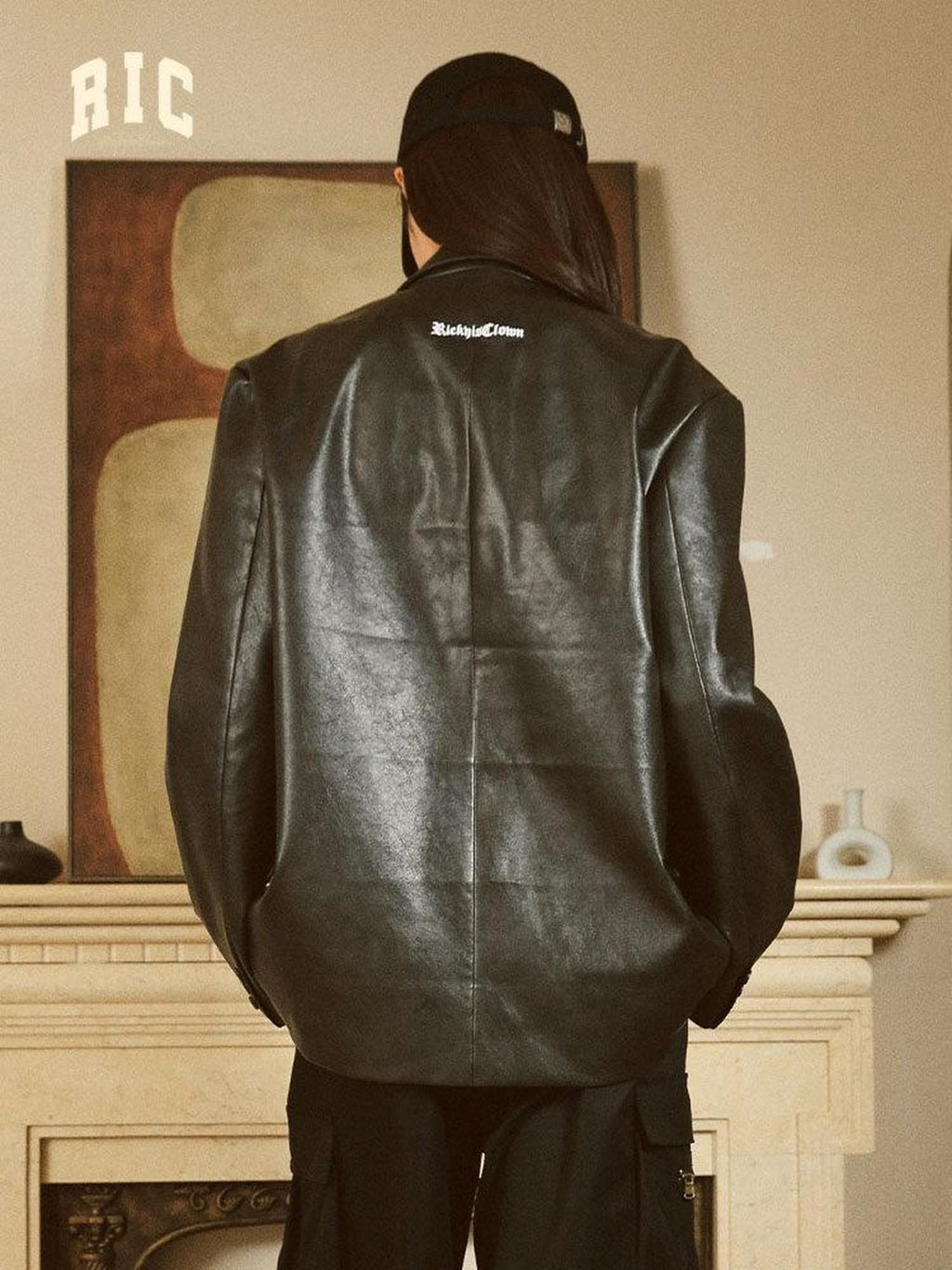 RickyisClown Vintage Casual Blazer Tailored Matching Couple Men's Leather Jackets
