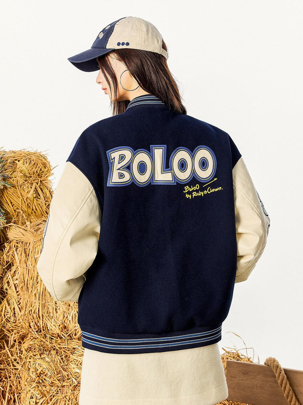 RickyisClown Vintage Contrast Applique Lettered Loose Fit Men's Polyester Baseball Jerseys