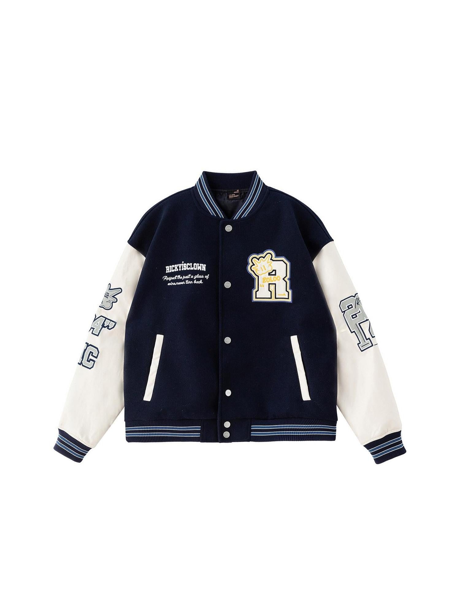 RickyisClown Vintage Contrast Applique Lettered Loose Fit Men's Polyester Baseball Jerseys