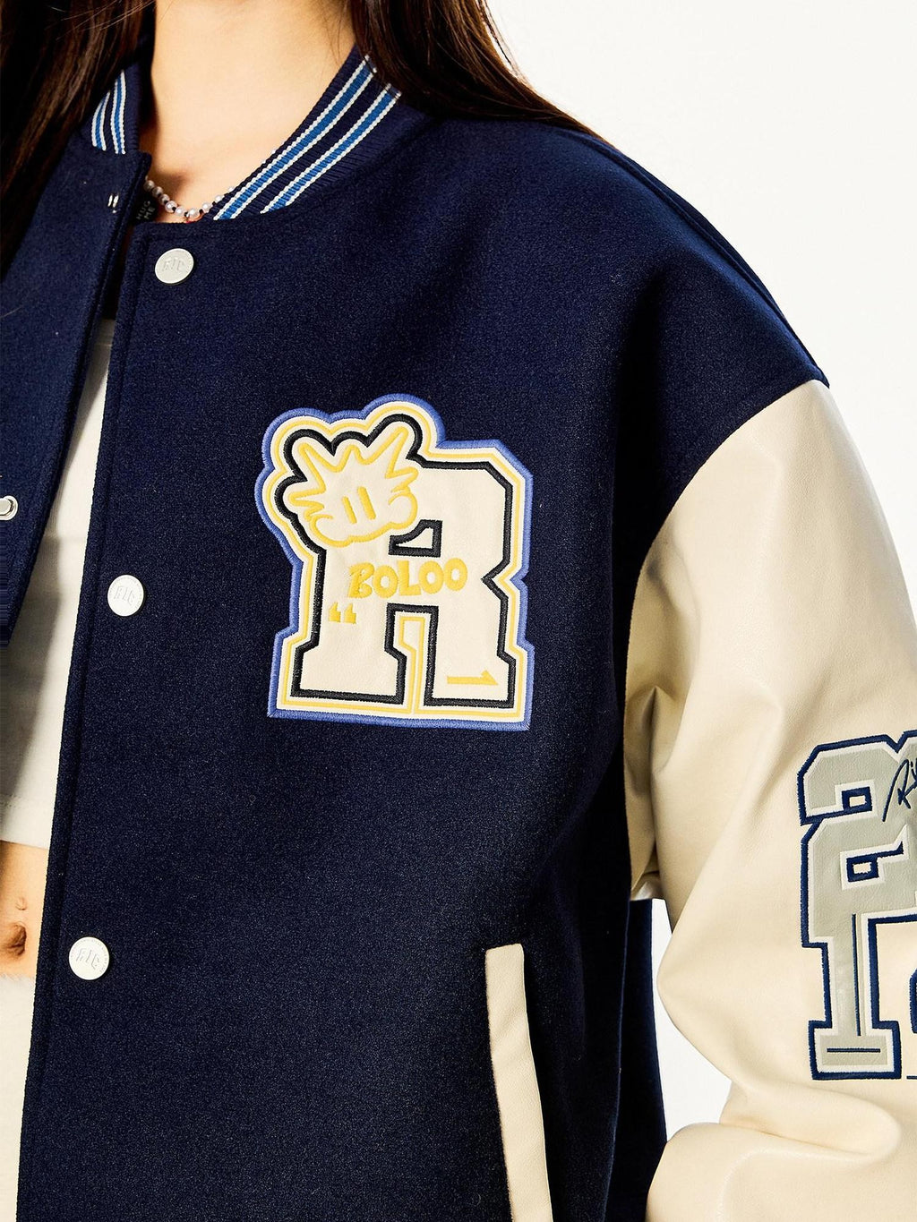 RickyisClown Vintage Contrast Applique Lettered Loose Fit Men's Polyester Baseball Jerseys