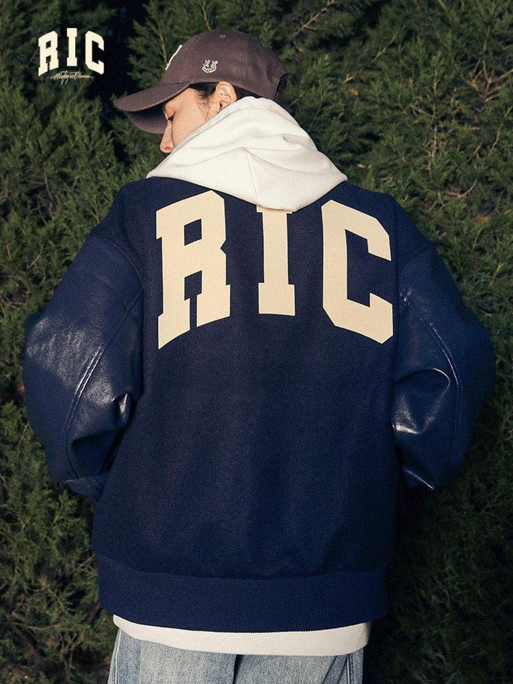 RickyisClown Vintage Flocked Pu Leather Sleeve Padded Splice Loose Men's Baseball Jerseys