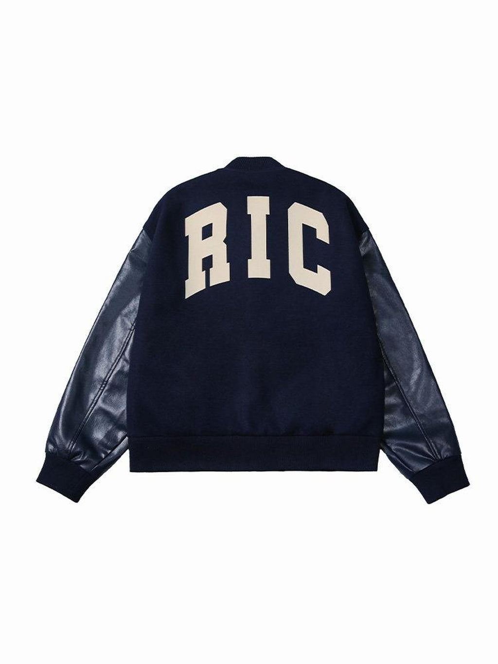 RickyisClown Vintage Flocked Pu Leather Sleeve Padded Splice Loose Men's Baseball Jerseys
