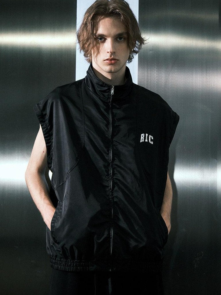 RickyisClown Vintage Loose Stand Collar Detachable Sleeves Men's Nylon Utility Jackets