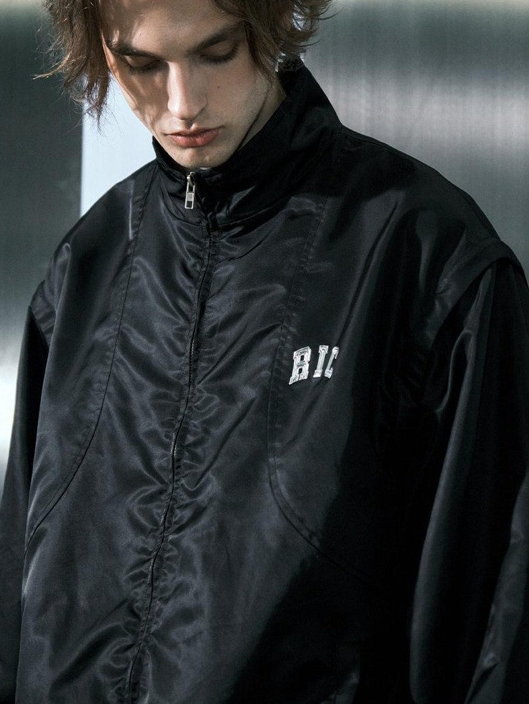 RickyisClown Vintage Loose Stand Collar Detachable Sleeves Men's Nylon Utility Jackets