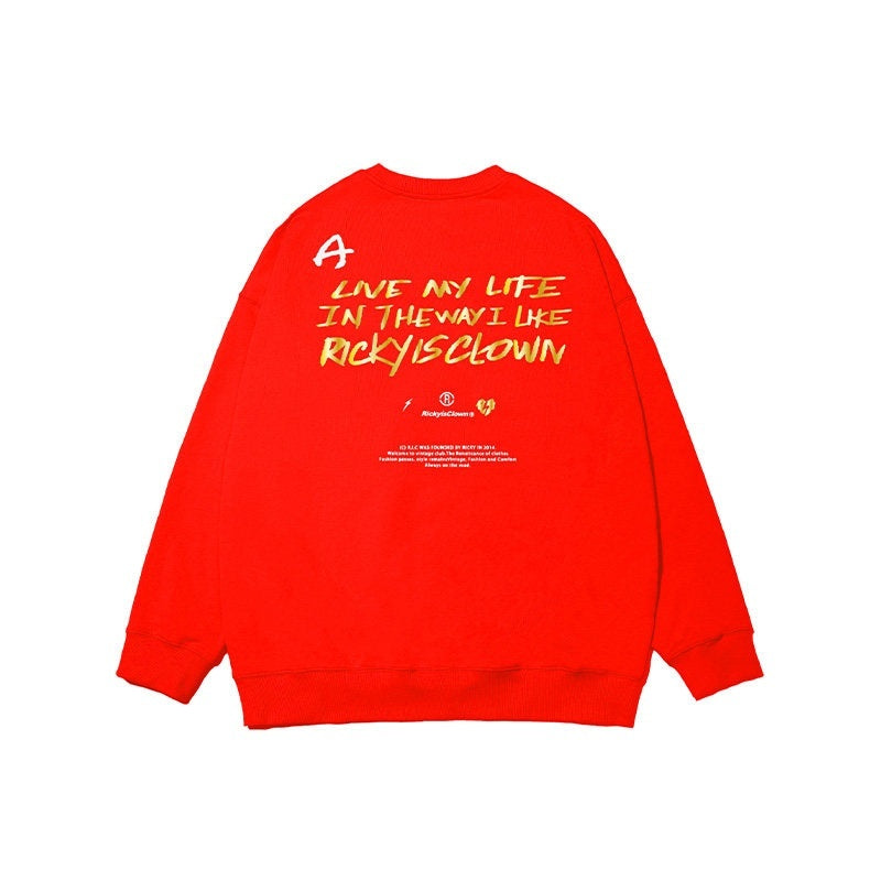 RickyisClown_Vinyl_Record_Gold_Foil_Drop_Shoulder_Oversize_Men's_Cotton_Long_Sleeve_T-shirts_MISSTT