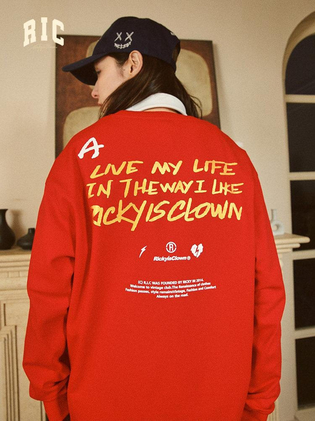 RickyisClown Vinyl Record Gold Foil Drop Shoulder Oversize Men's Cotton Long Sleeve T-shirts