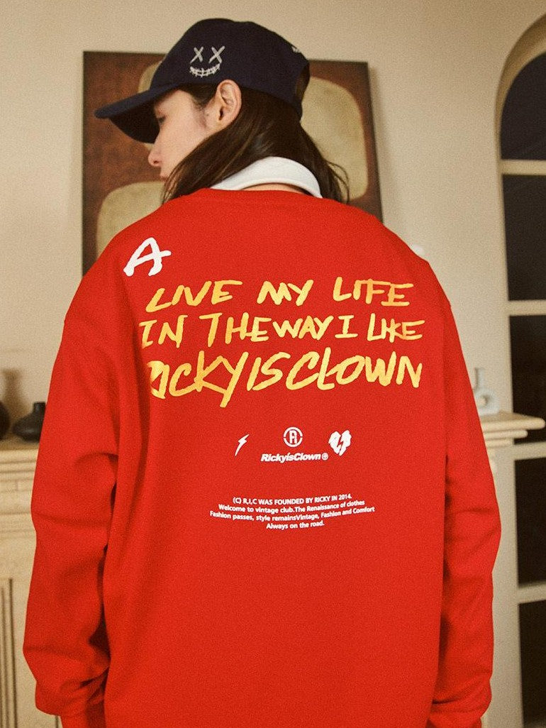 RickyisClown Vinyl Record Gold Foil Drop Shoulder Oversize Men's Cotton Long Sleeve T-shirts
