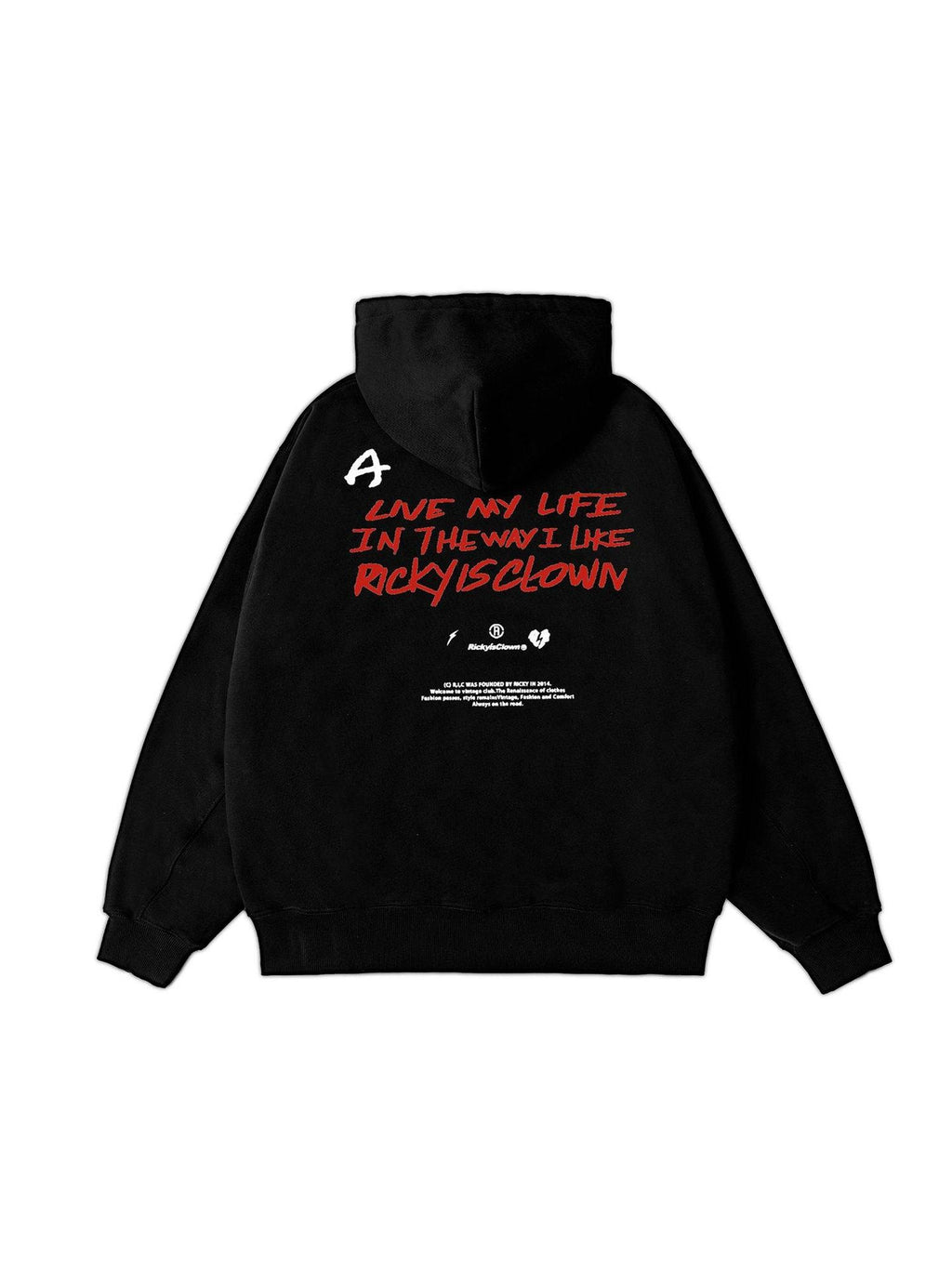 RickyisClown Vinyl Record Letter Print Zip Hooded Men's Cotton Blend Pullover Hoodies