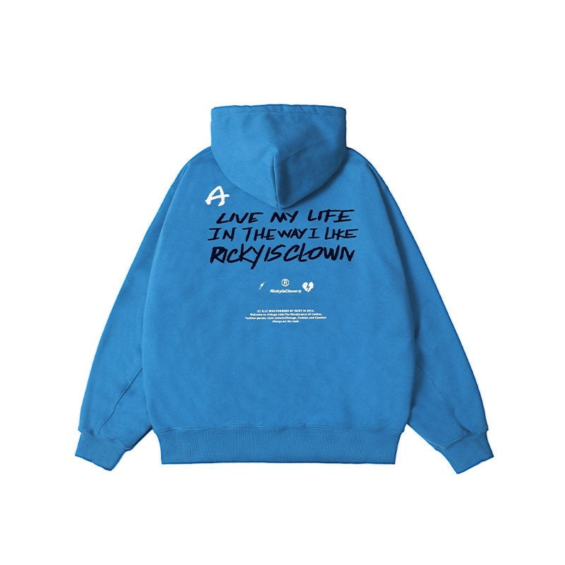 RickyisClown_Vinyl_Record_Print_Heavy_Zip_Hooded_Loose_Men's_Cotton_Blend_Pullover_Hoodies_MISSTT