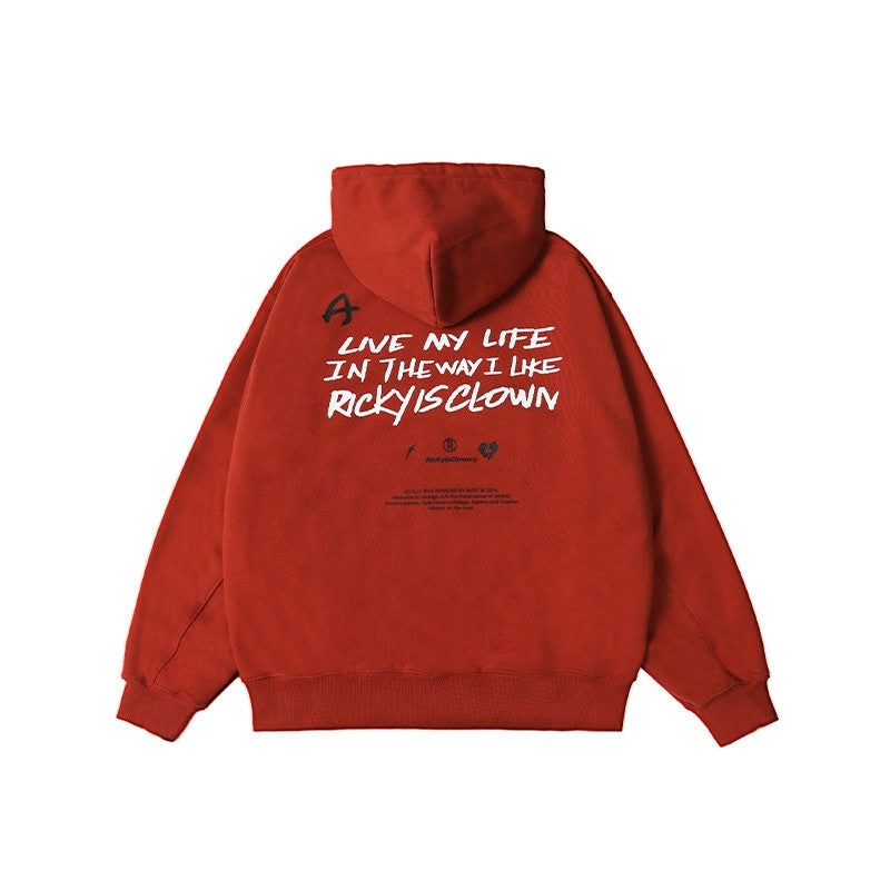 RickyisClown_Vinyl_Record_Print_Heavy_Zip_Hooded_Loose_Men's_Cotton_Blend_Pullover_Hoodies_MISSTT