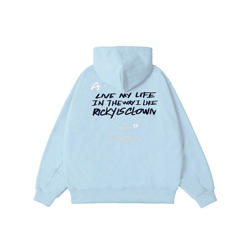 RickyisClown_Vinyl_Record_Print_Heavy_Zip_Hooded_Loose_Men's_Cotton_Blend_Pullover_Hoodies_MISSTT