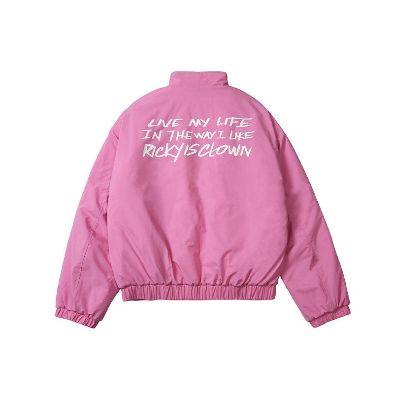 RickyisClown_Vinyl_Record_Print_Loose_Fit_Stand_Collar_Men's_Padded_Softshell_Jackets_MISSTT