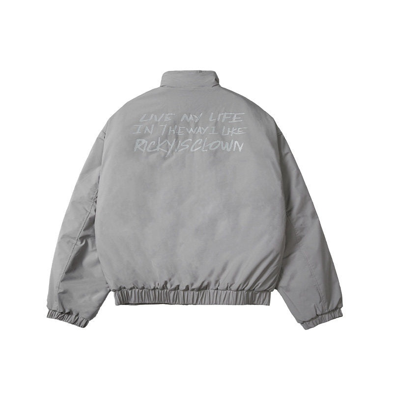 RickyisClown_Vinyl_Record_Print_Loose_Fit_Stand_Collar_Men's_Padded_Softshell_Jackets_MISSTT