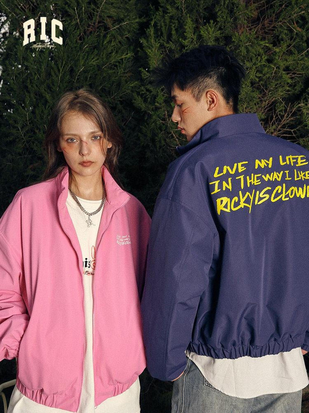 RickyisClown Vinyl Record Print Loose Fit Stand Collar Men's Padded Softshell Jackets