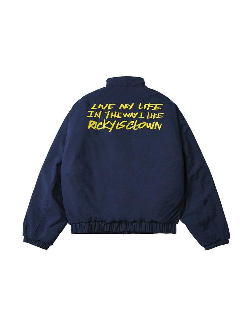 RickyisClown Vinyl Record Print Loose Fit Stand Collar Men's Padded Softshell Jackets