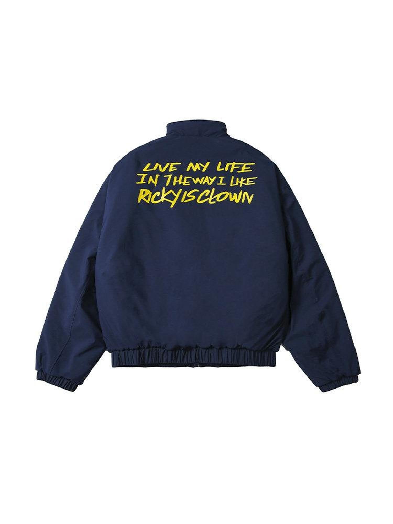 RickyisClown Vinyl Record Print Loose Fit Stand Collar Men's Padded Softshell Jackets