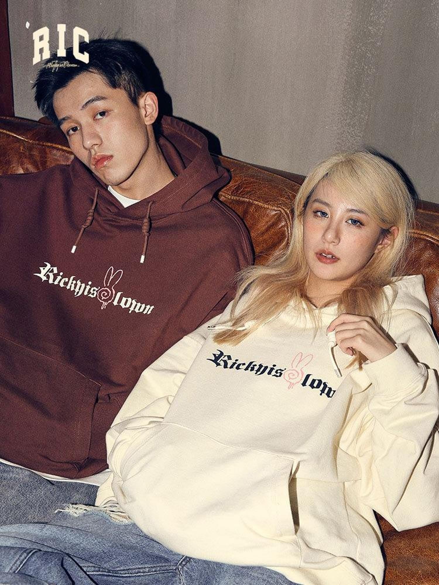 RickyisClown Vortex Rabbit Gothic Lettering Men's Heavyweight Pullover Hoodies