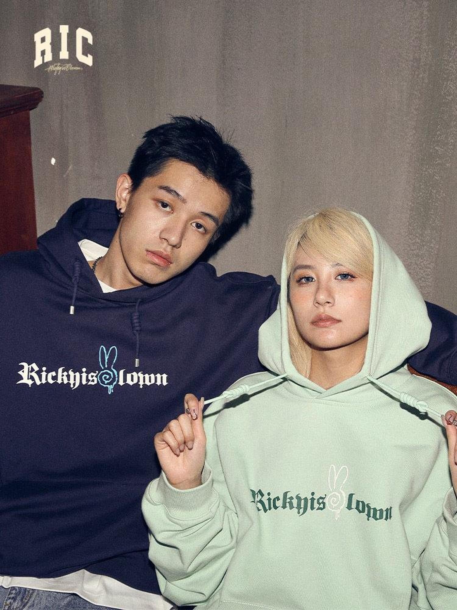 RickyisClown Vortex Rabbit Gothic Lettering Men's Heavyweight Pullover Hoodies