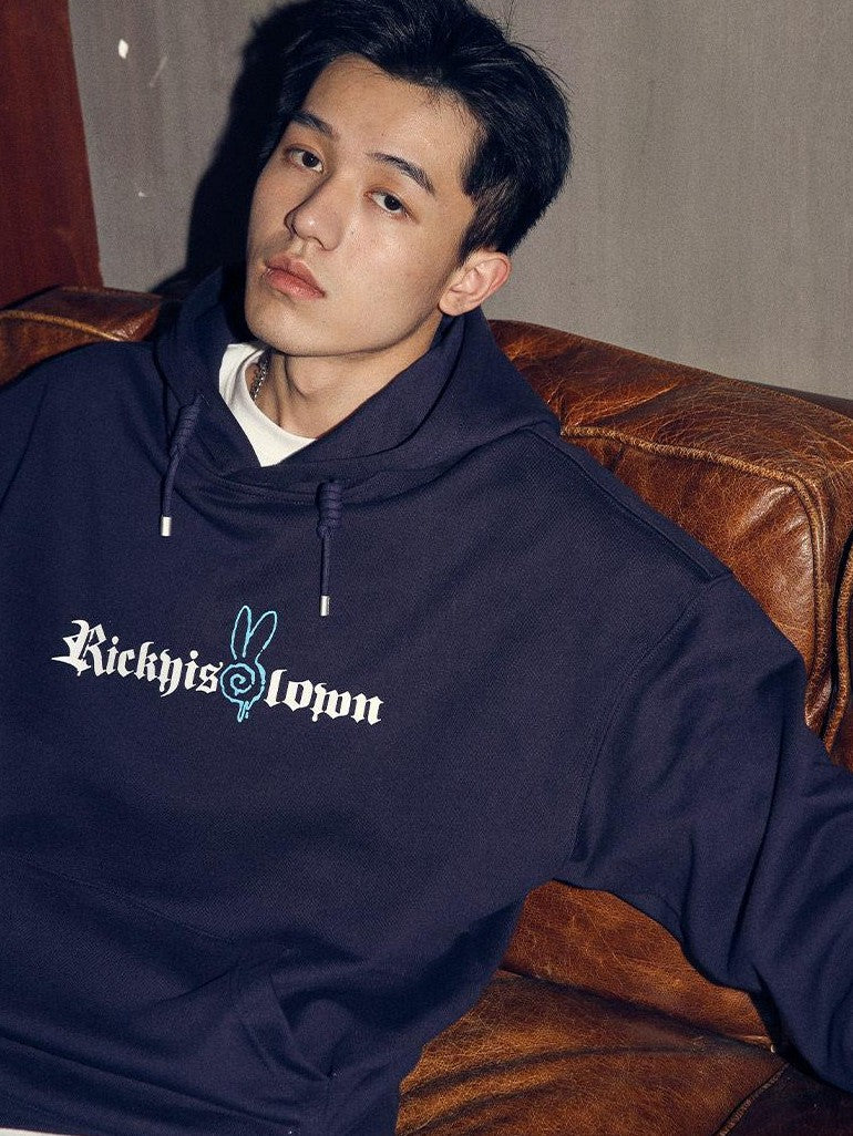 RickyisClown Vortex Rabbit Gothic Lettering Men's Heavyweight Pullover Hoodies