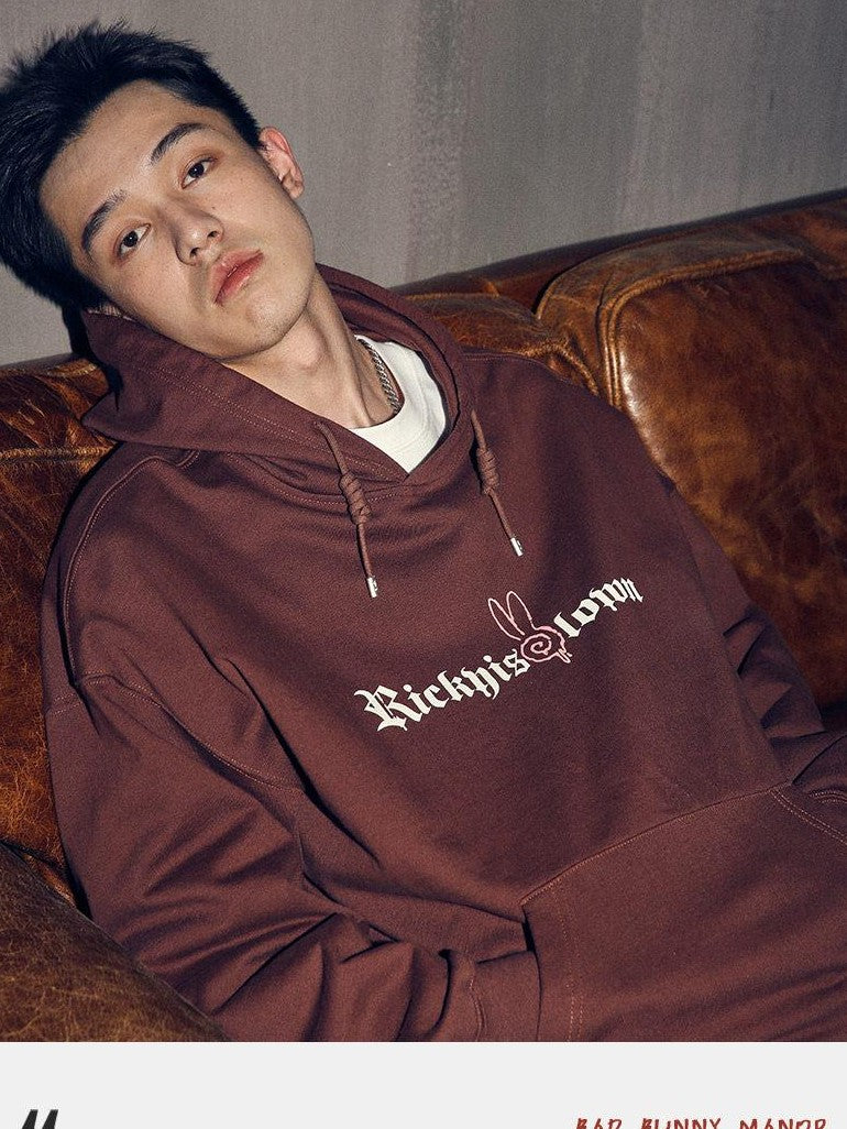RickyisClown Vortex Rabbit Gothic Lettering Men's Heavyweight Pullover Hoodies