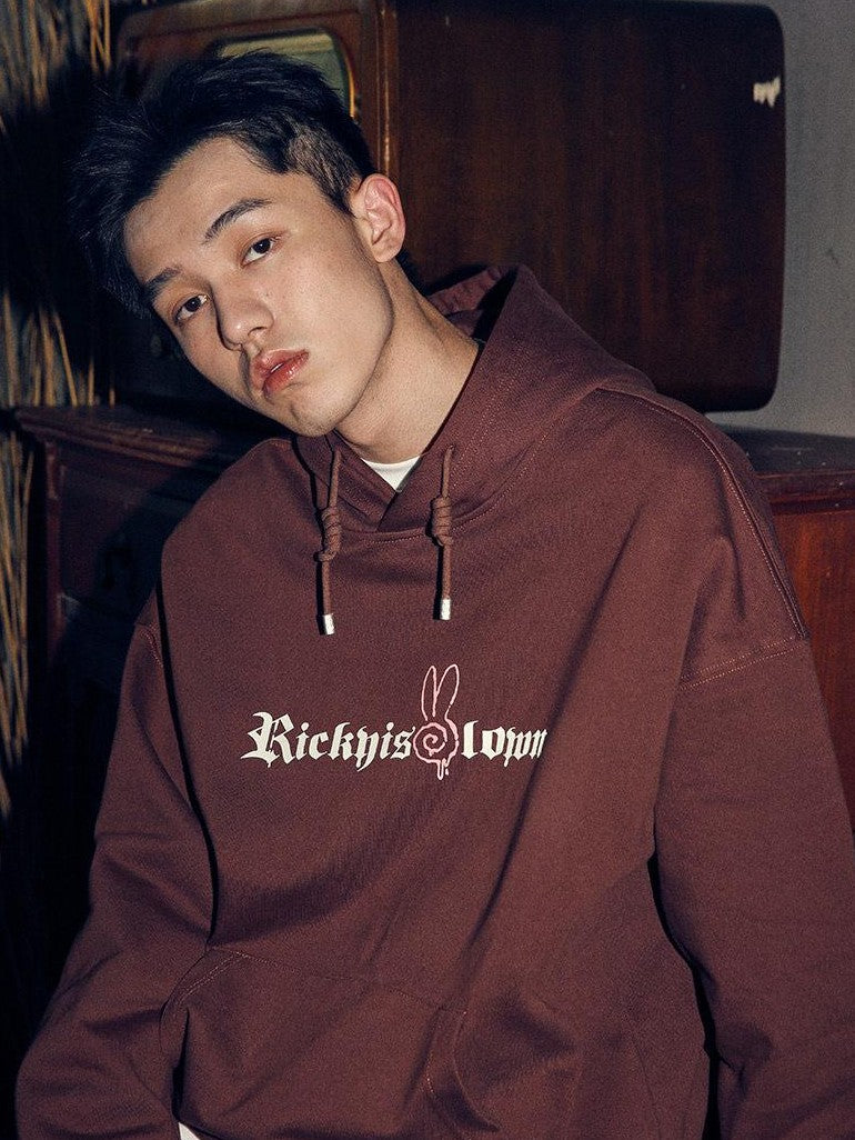RickyisClown Vortex Rabbit Gothic Lettering Men's Heavyweight Pullover Hoodies