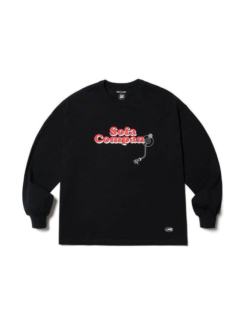 SUPERTOFU 100% Cotton Loose Fit Crew Neck Record Needle Graphic Long Sleeve T-Shirts