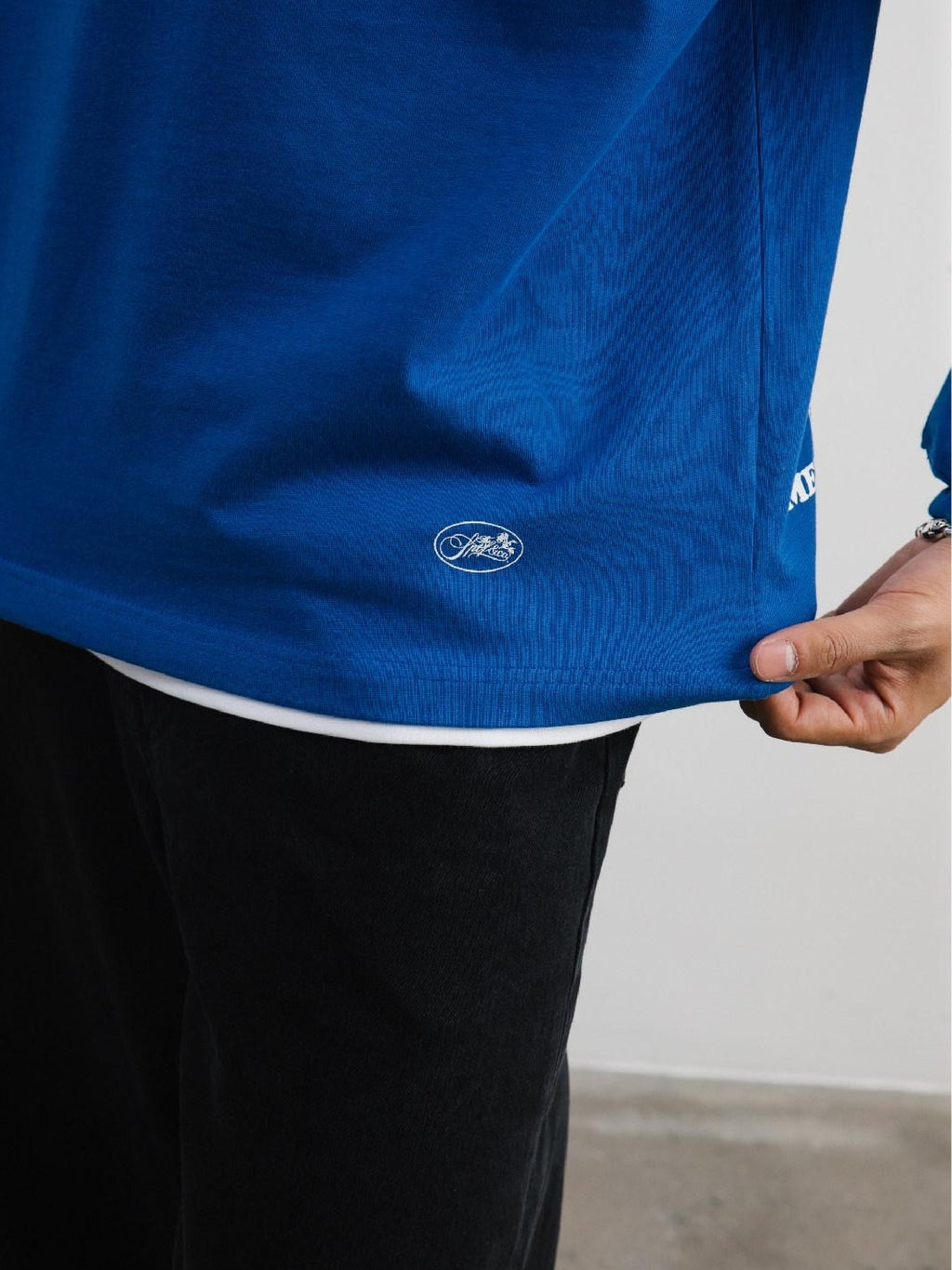 SUPERTOFU 100% Cotton Loose Fit Crew Neck Record Needle Graphic Long Sleeve T-Shirts