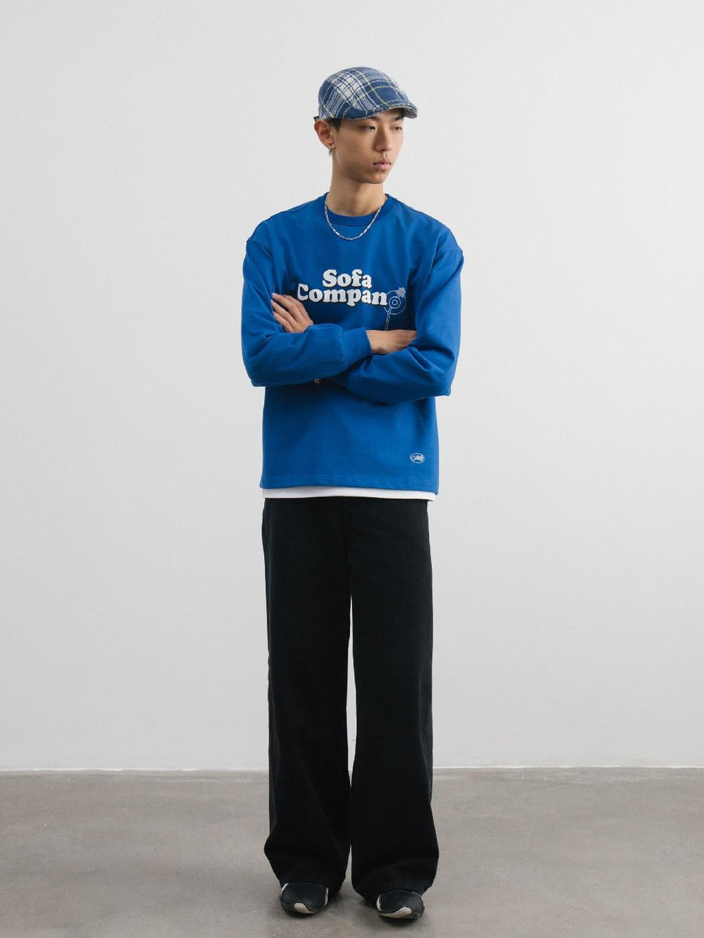 SUPERTOFU 100% Cotton Loose Fit Crew Neck Record Needle Graphic Long Sleeve T-Shirts